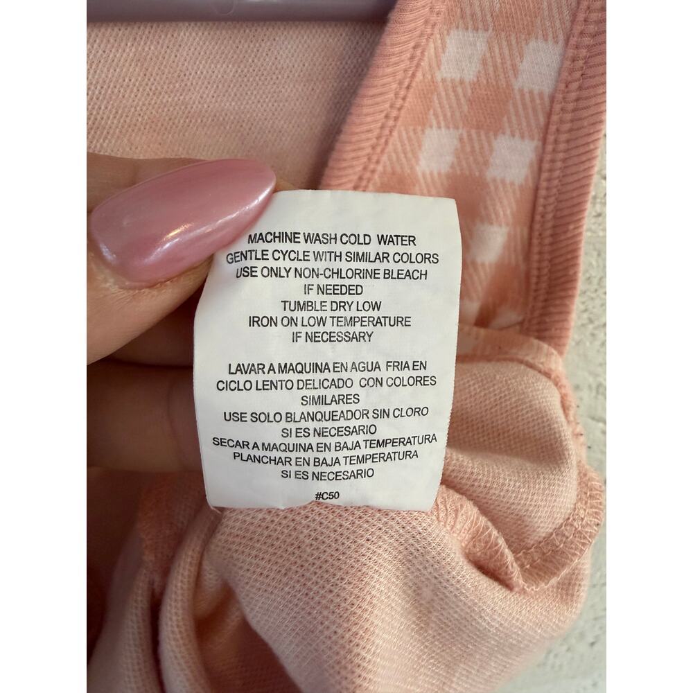Meraki Peach/Pink Gingham Button Front Crop Top Size M Cottagecore - Picture 6 of 7